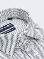 White & Navy Pinstripe Dress Shirt - Image 4