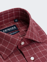 Burgundy Windowpane Check Shirt - Image 4