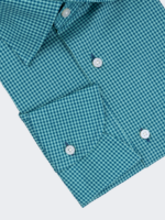 Teal Micro Check Dress Shirt - Image 2