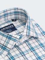 Teal & White Plaid Dress Shirt - Image 4