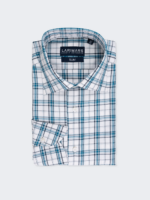Teal & White Plaid Dress Shirt