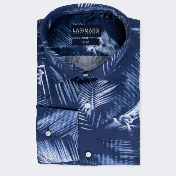 Navy Tropical Print Shirt