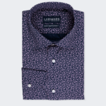 Navy Abstract Print Dress Shirt