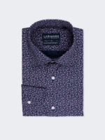 Navy Abstract Print Dress Shirt
