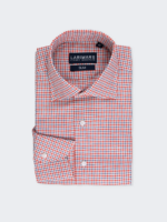 Red & Blue Micro Check Dress Shirt